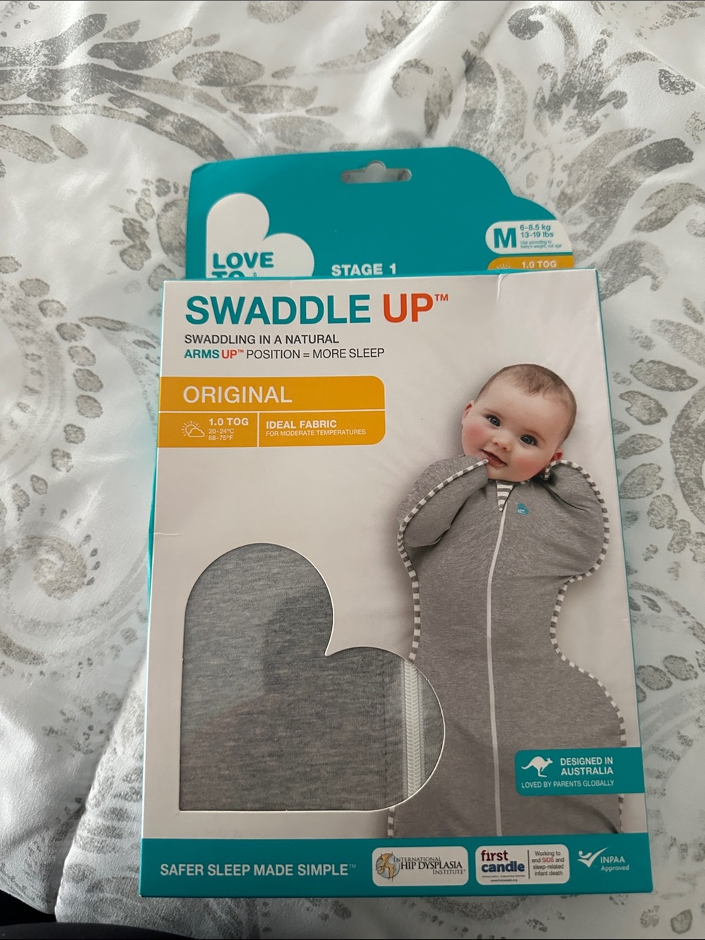 Love to dream Swaddle Up Original Gray with Teal Accent